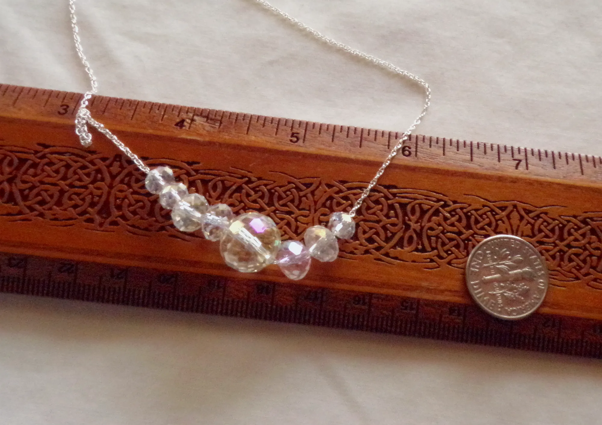 Aurora Borealis Swarovski Crystals Sterling Silver Necklace