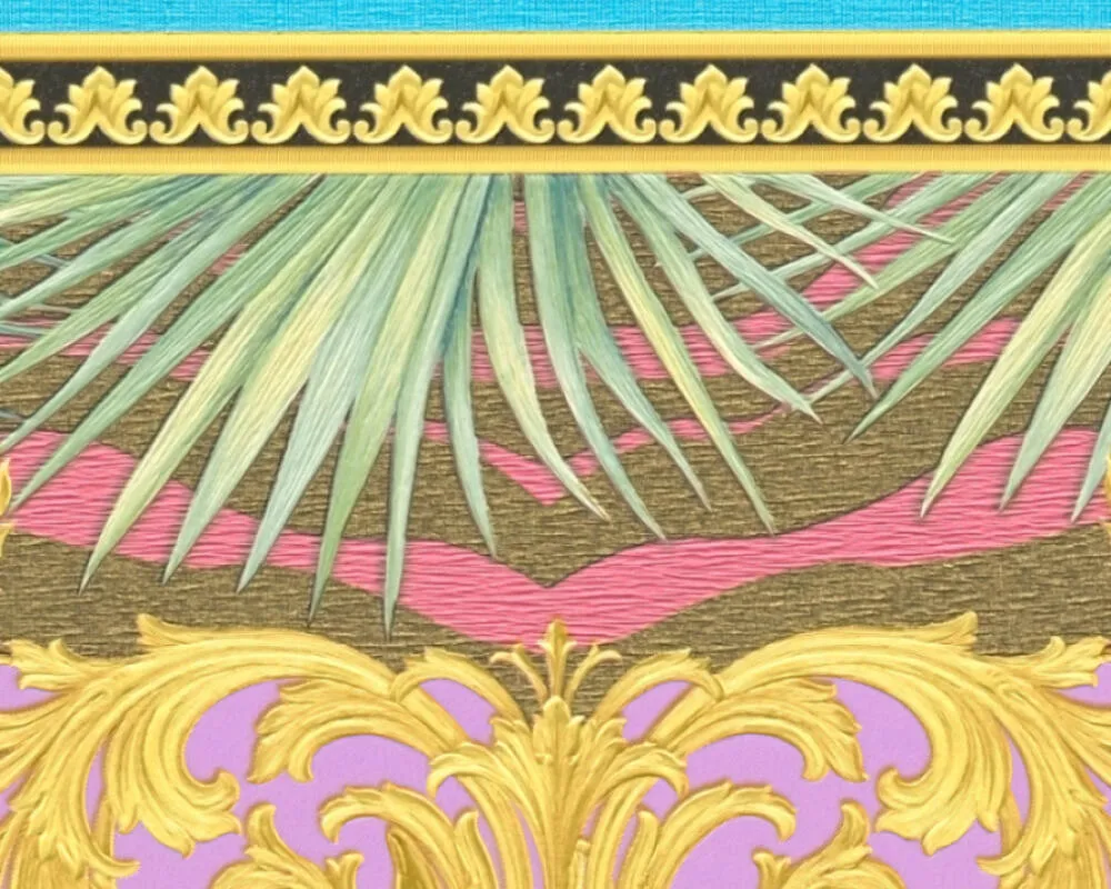 Baroque Ornaments Textured Wallpaper in Gold/Multi from the Versace V Collection