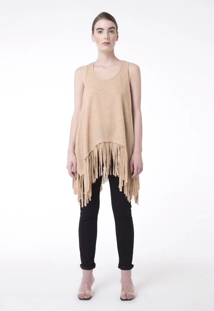 BERRIN KNITWEAR WIDE FRILL N/SL BEIGE