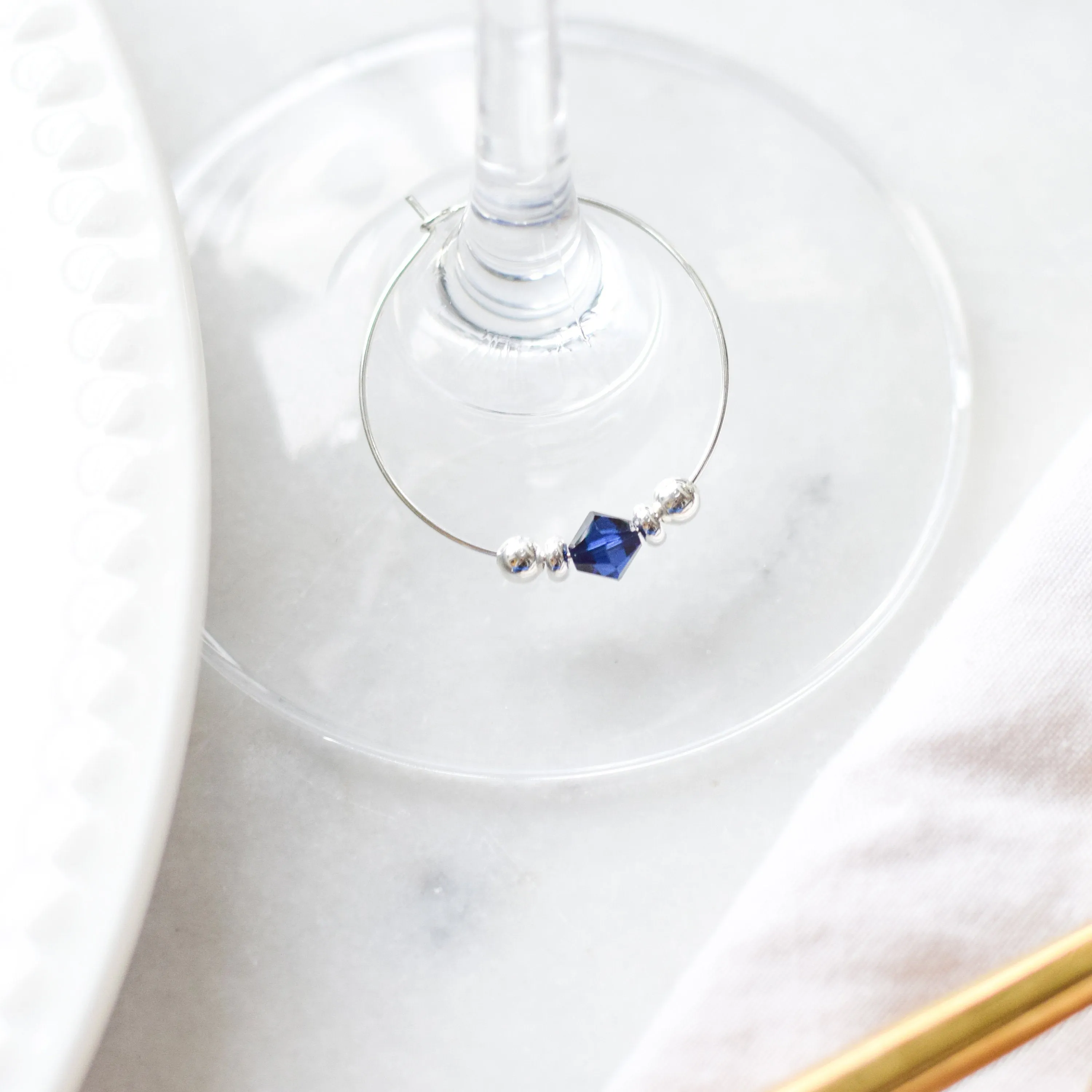 Black and Gold Wedding Favors, Swarovski Wine Charm