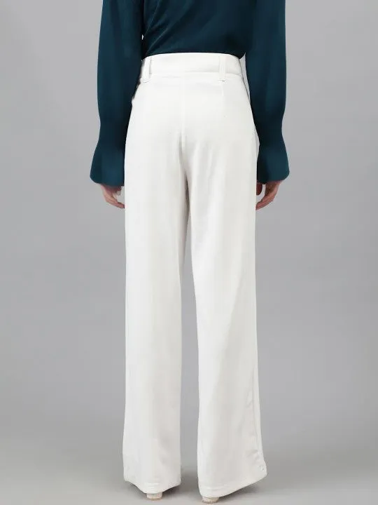 Black and White Women Regular Fit Solid Formal Trousers Pack of 2