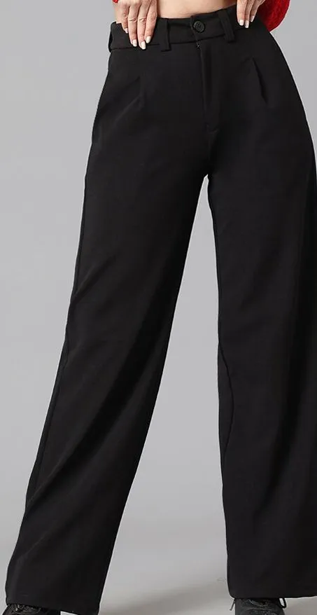 Black and White Women Regular Fit Solid Formal Trousers Pack of 2