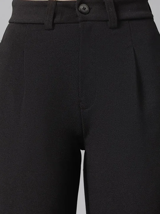 Black and White Women Regular Fit Solid Formal Trousers Pack of 2