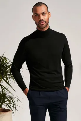 Black Silk and Cashmere Fisherman Utku Men's Knitwear