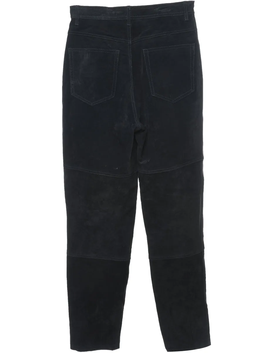 Black Suede Tapered Trousers - W28 L31