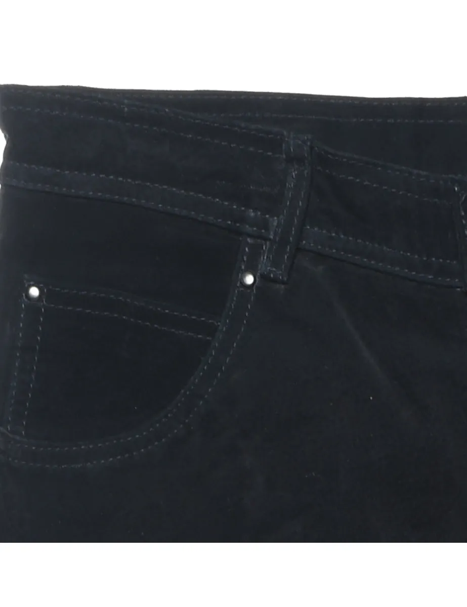 Black Suede Tapered Trousers - W28 L31