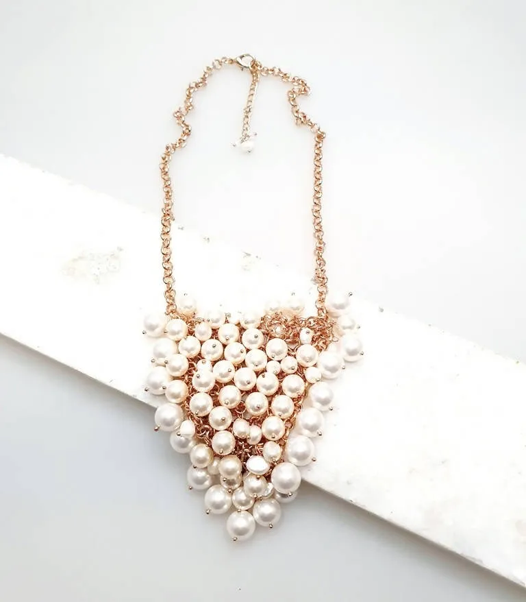 Bling Accessories Baroque & Swarovski Glass Pearls Cluster Necklace