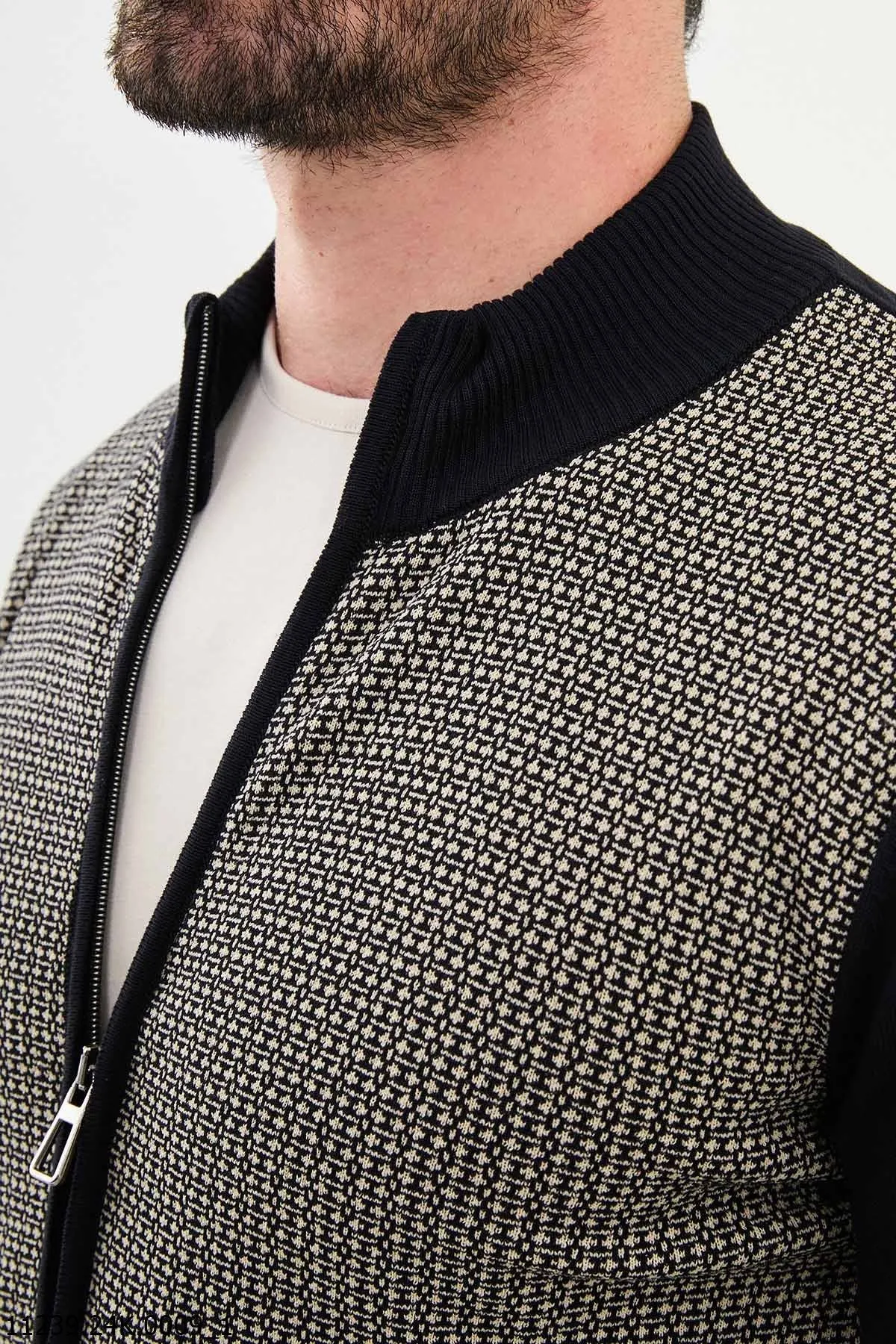 Brabion Dante Slim Fit Gray Knitwear Zipper Sweater