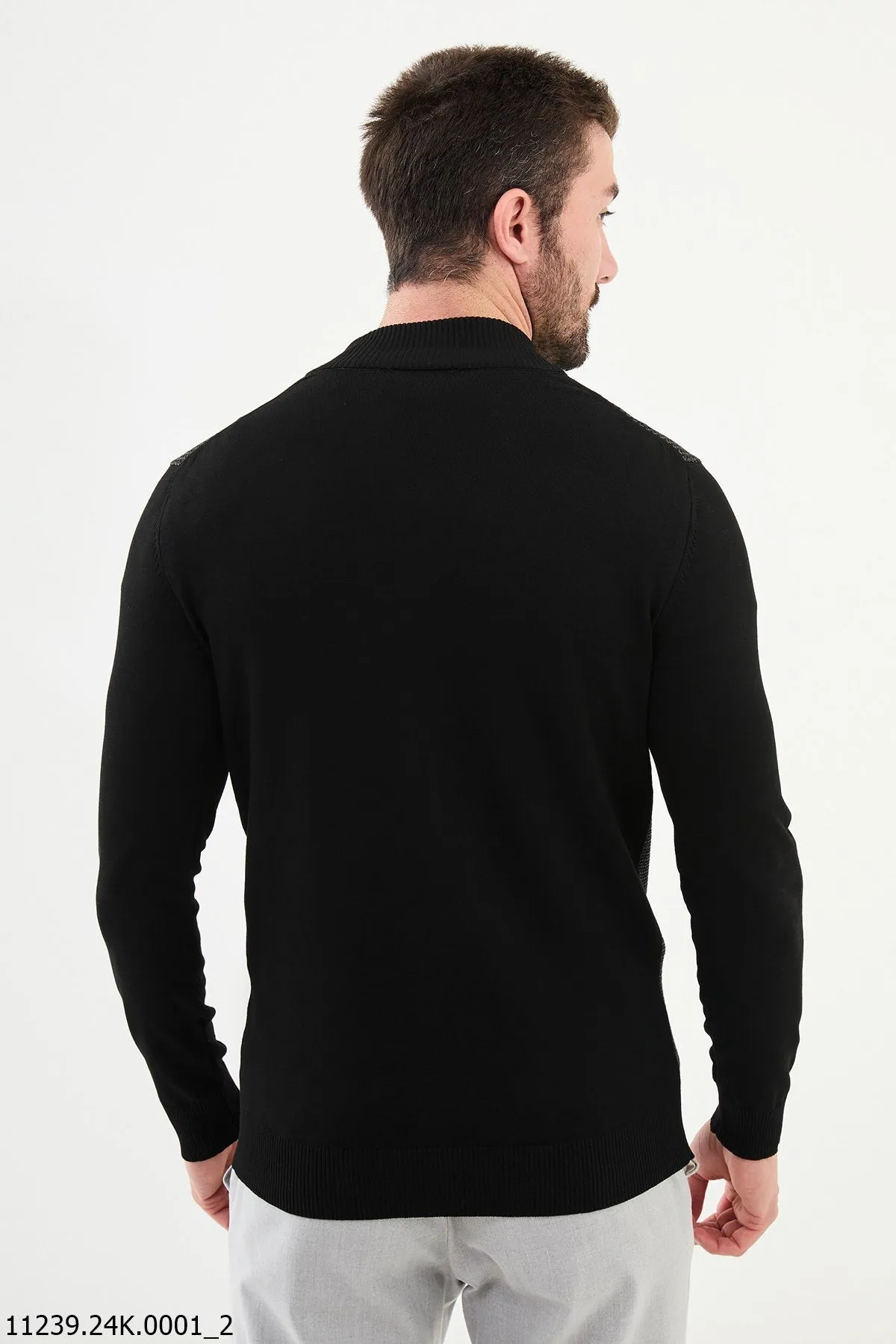 Brabion Dante Slim Fit Gray Knitwear Zipper Sweater