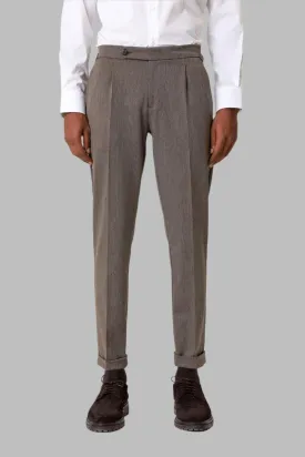 Brown High Waist Pleated Double Leg Men's Trousers - Wessi
