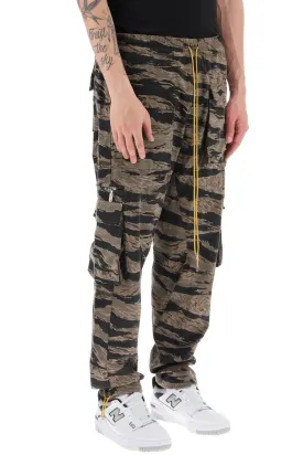 cargo pants with 'tiger camo' motif all-over