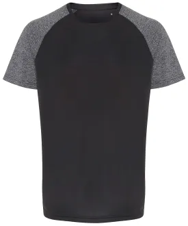 Charcoal/Black Melange - TriDri® contrast sleeve performance t-shirt