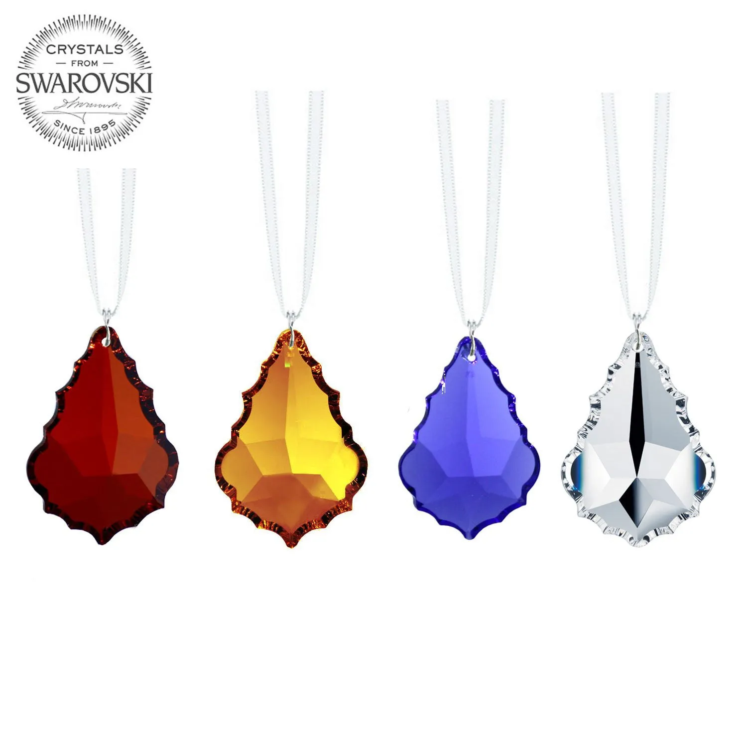 Colorful 1.5-Inch Pendeloque Swarovski Strass Crystal Prism Ornaments (4 Pcs)