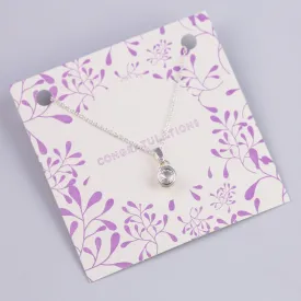 Congratulations Sentiment Card with Silver Small Gemstone