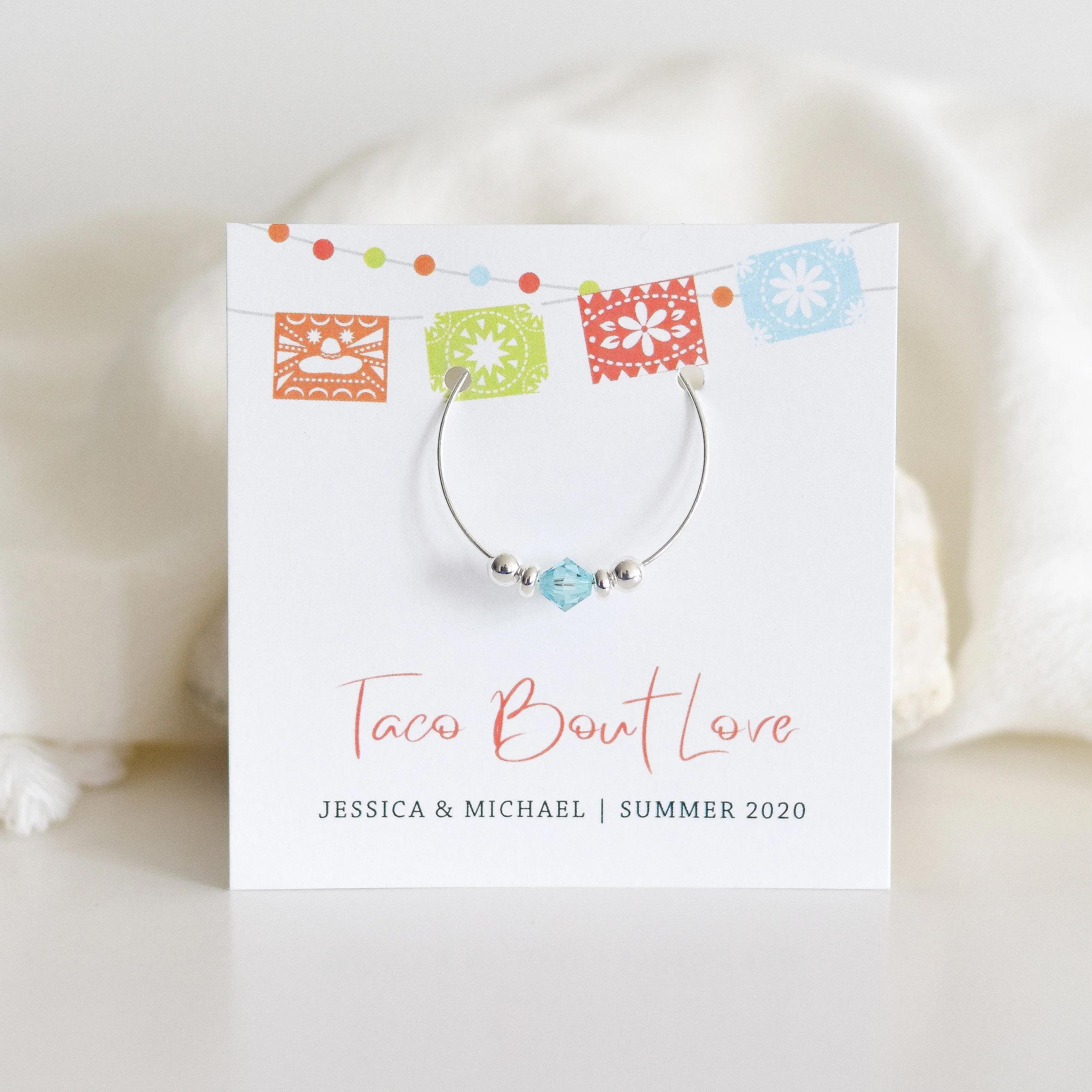 Fiesta Engagement Party Favors, Cinco De Mayo Engagement, Swarovski Crystal Wine Charm
