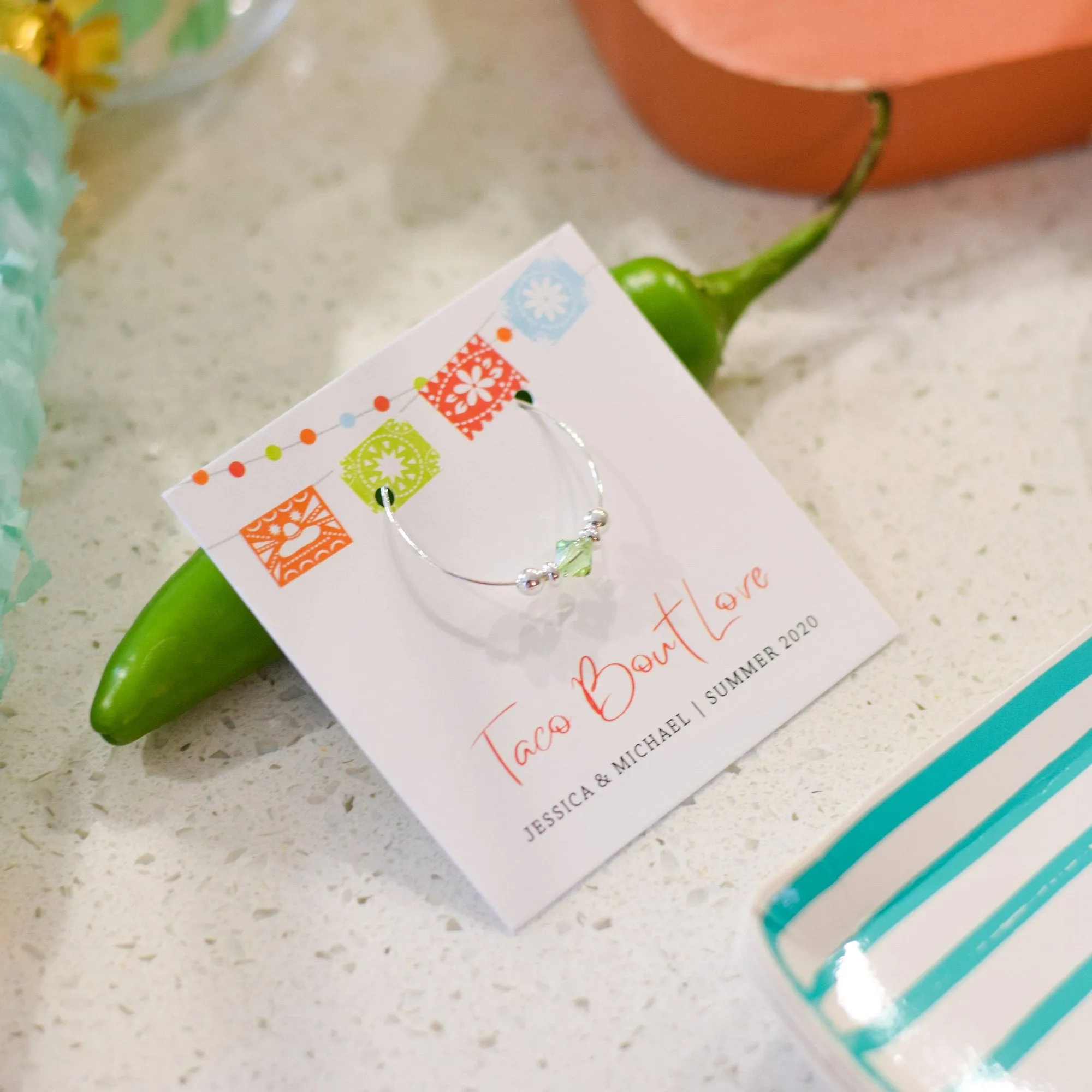 Fiesta Engagement Party Favors, Cinco De Mayo Engagement, Swarovski Crystal Wine Charm