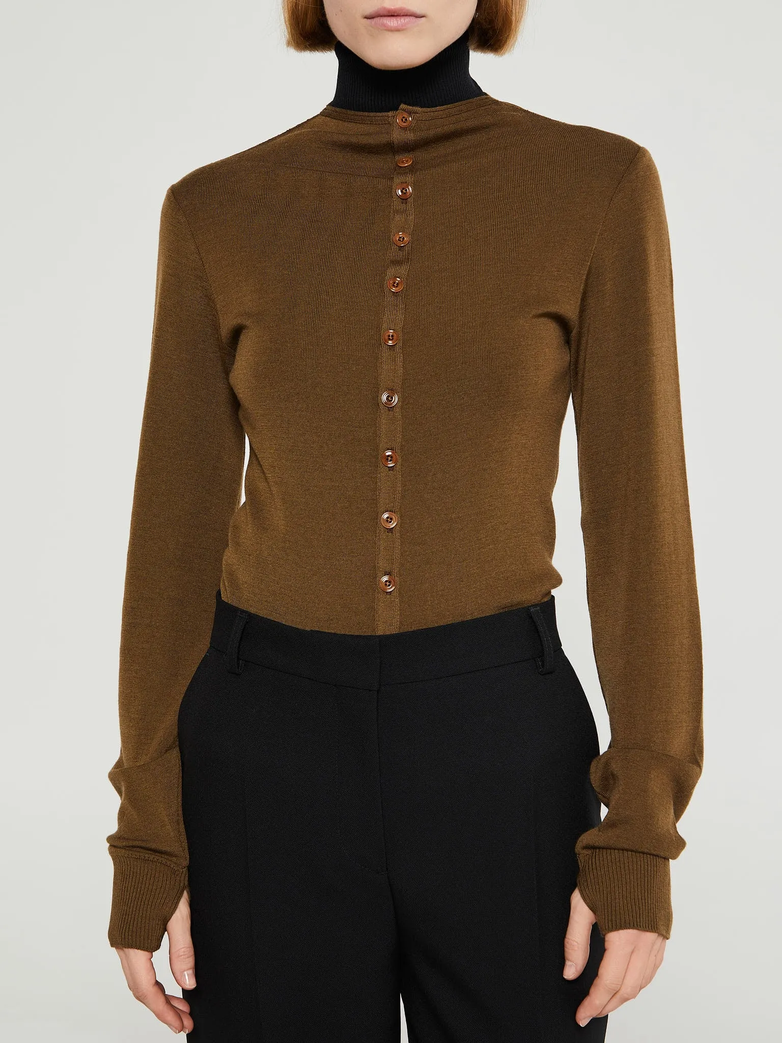 Fitted Seamless Cardigan in Havana