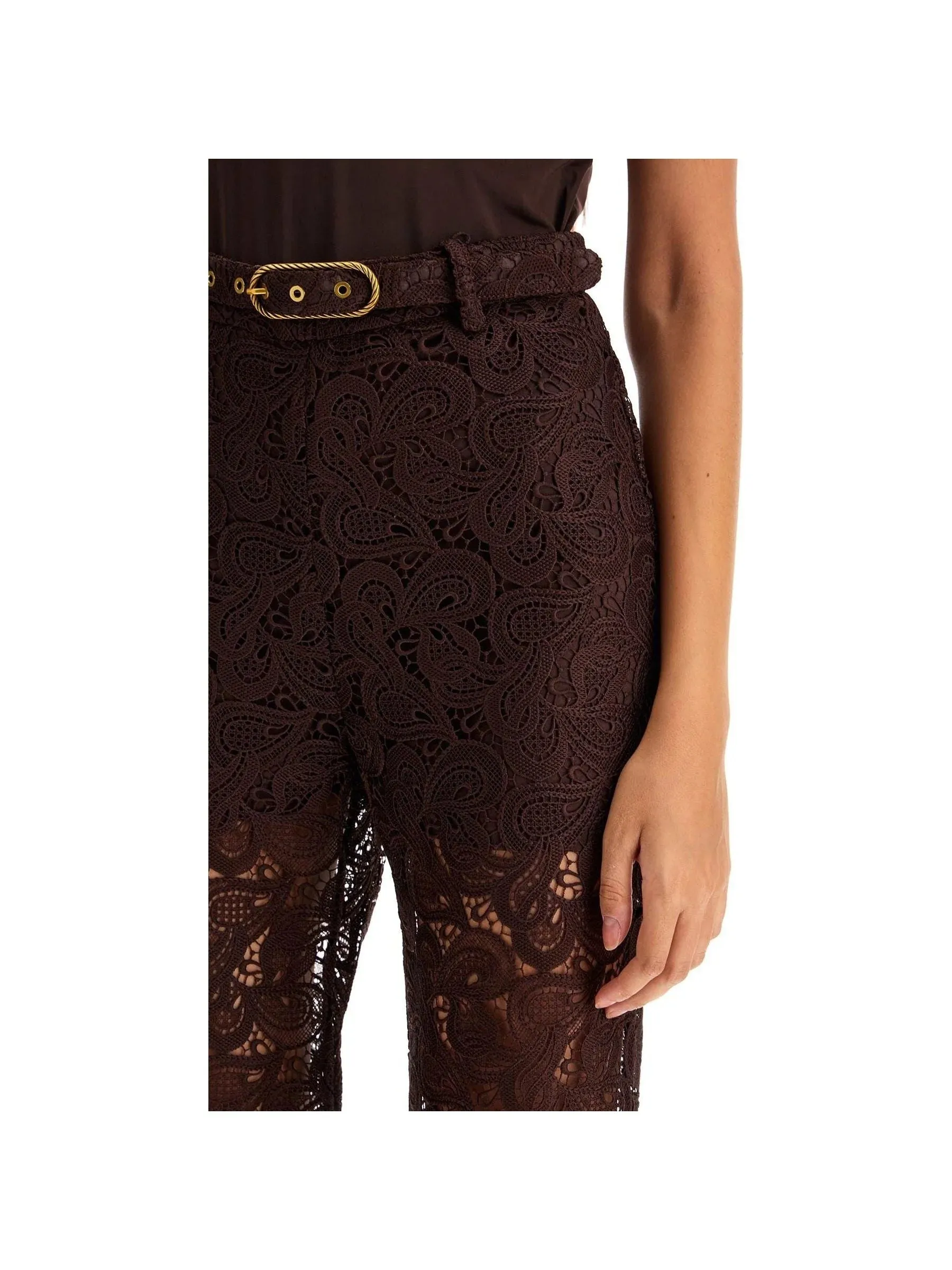 Guipure Lace High-Waisted Trousers