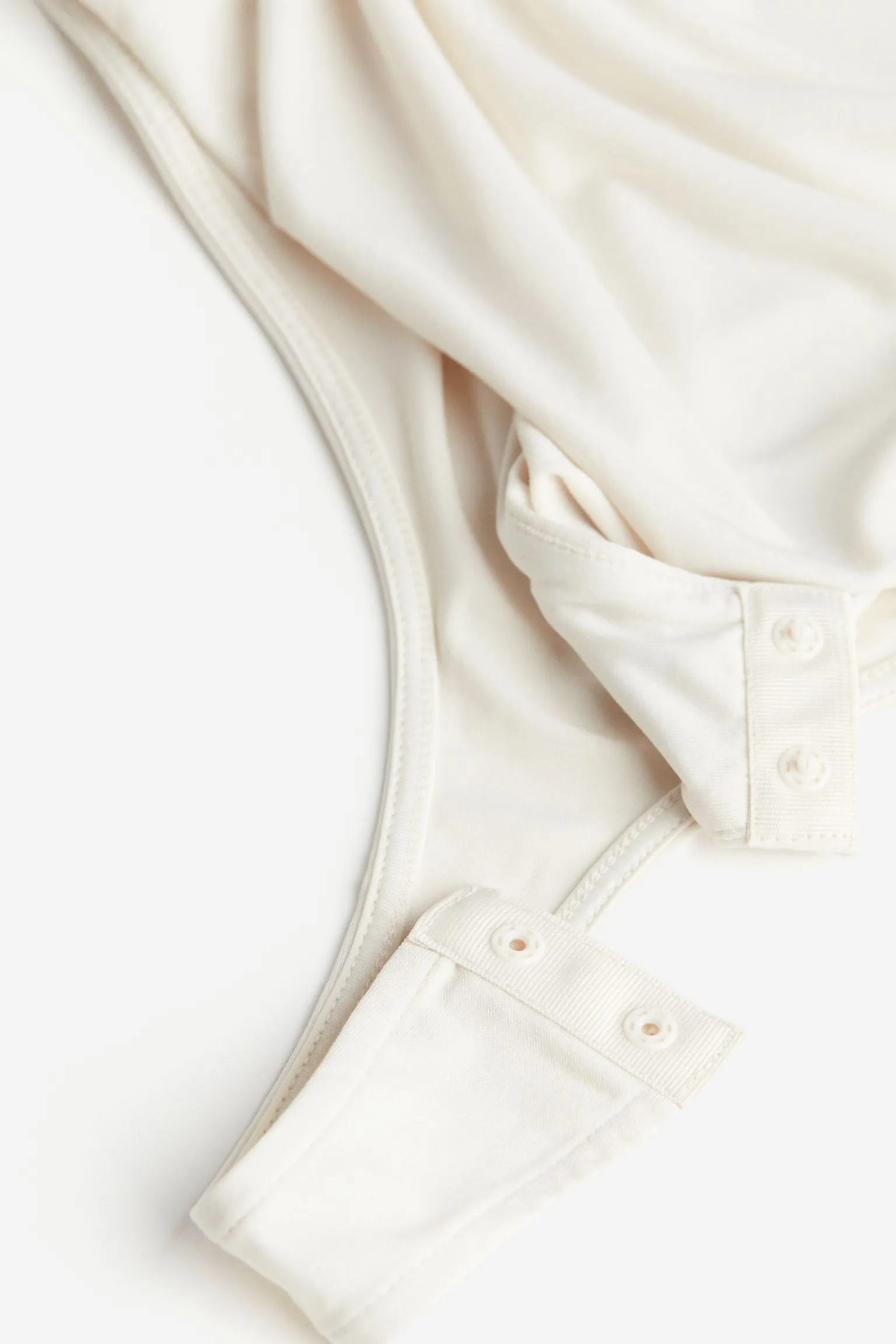H&M Draped V-neck Thong Bodysuit, light beige