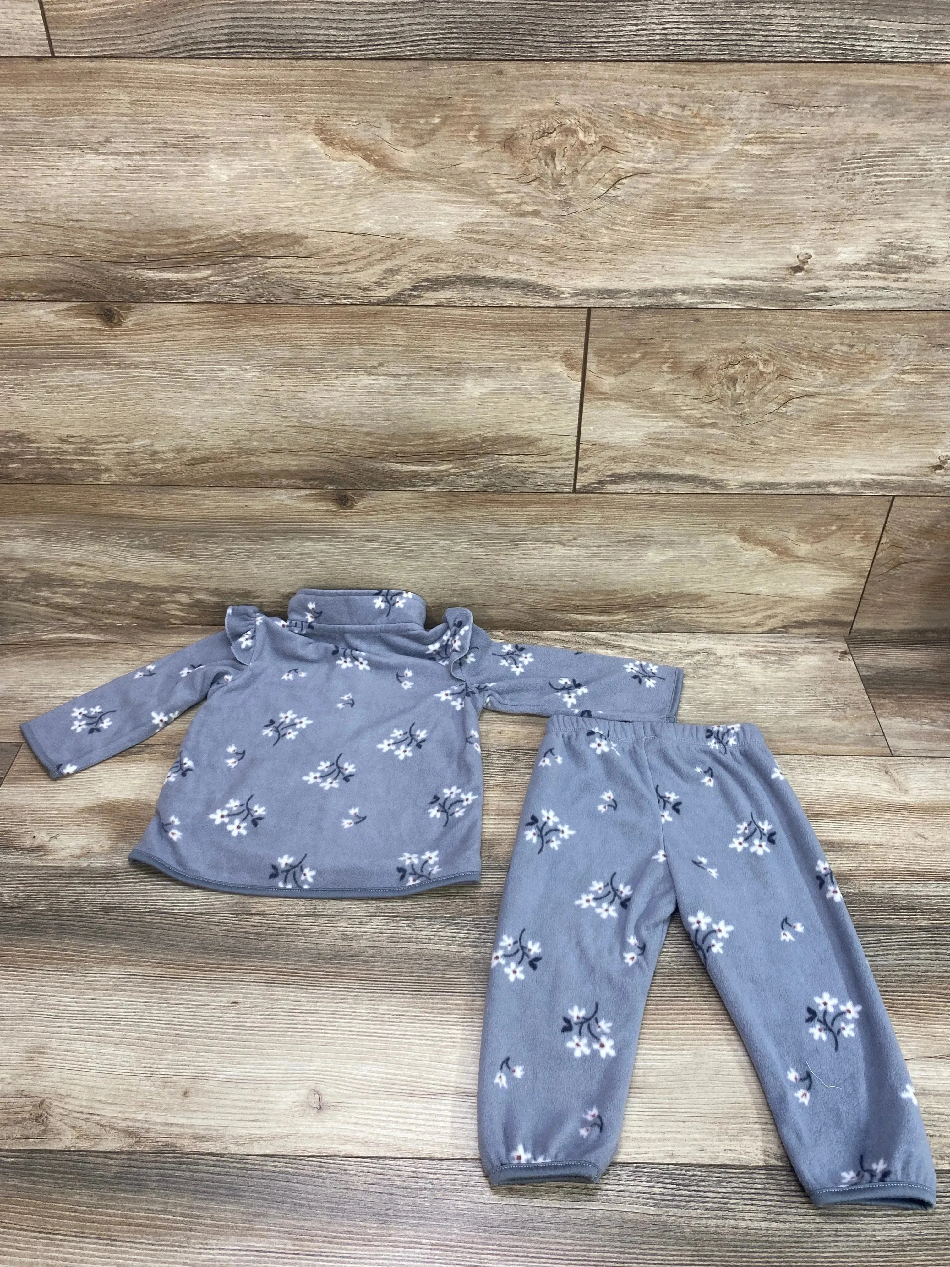 H&M Floral Fleece Jacket & Pants Grey sz 12m