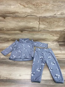 H&M Floral Fleece Jacket & Pants Grey sz 12m