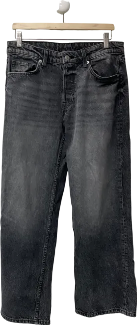 H&M Grey Baggy Wide Low Jeans UK 10