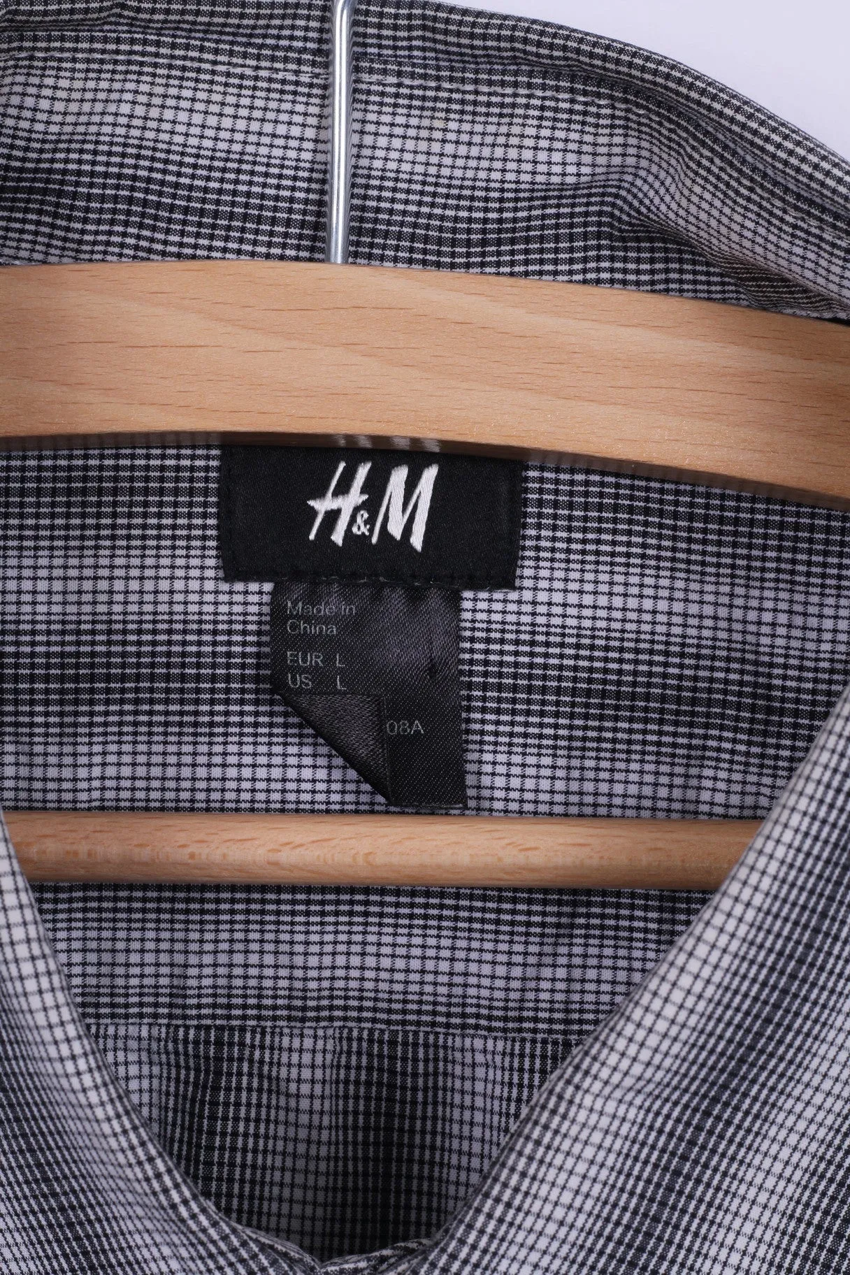H&M Mens L (M) Casual Shirt Black White Striped Cotton Long Sleeve
