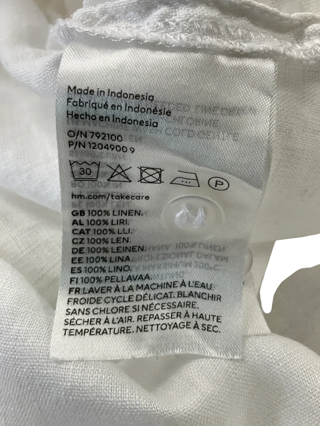 H&M White Linen Shirt UK XL