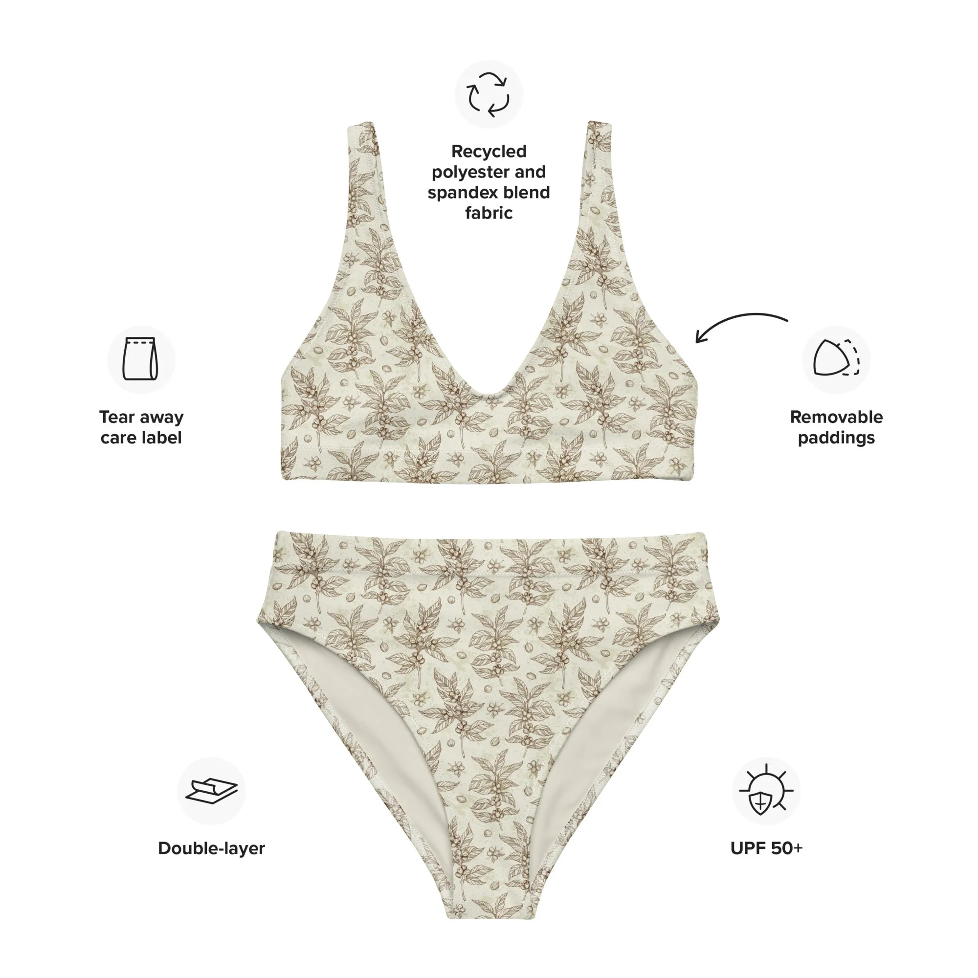 High Waisted Bikini Womens (Glamourange Luxury Bikini High Waisted - 0030 Patterns Model)