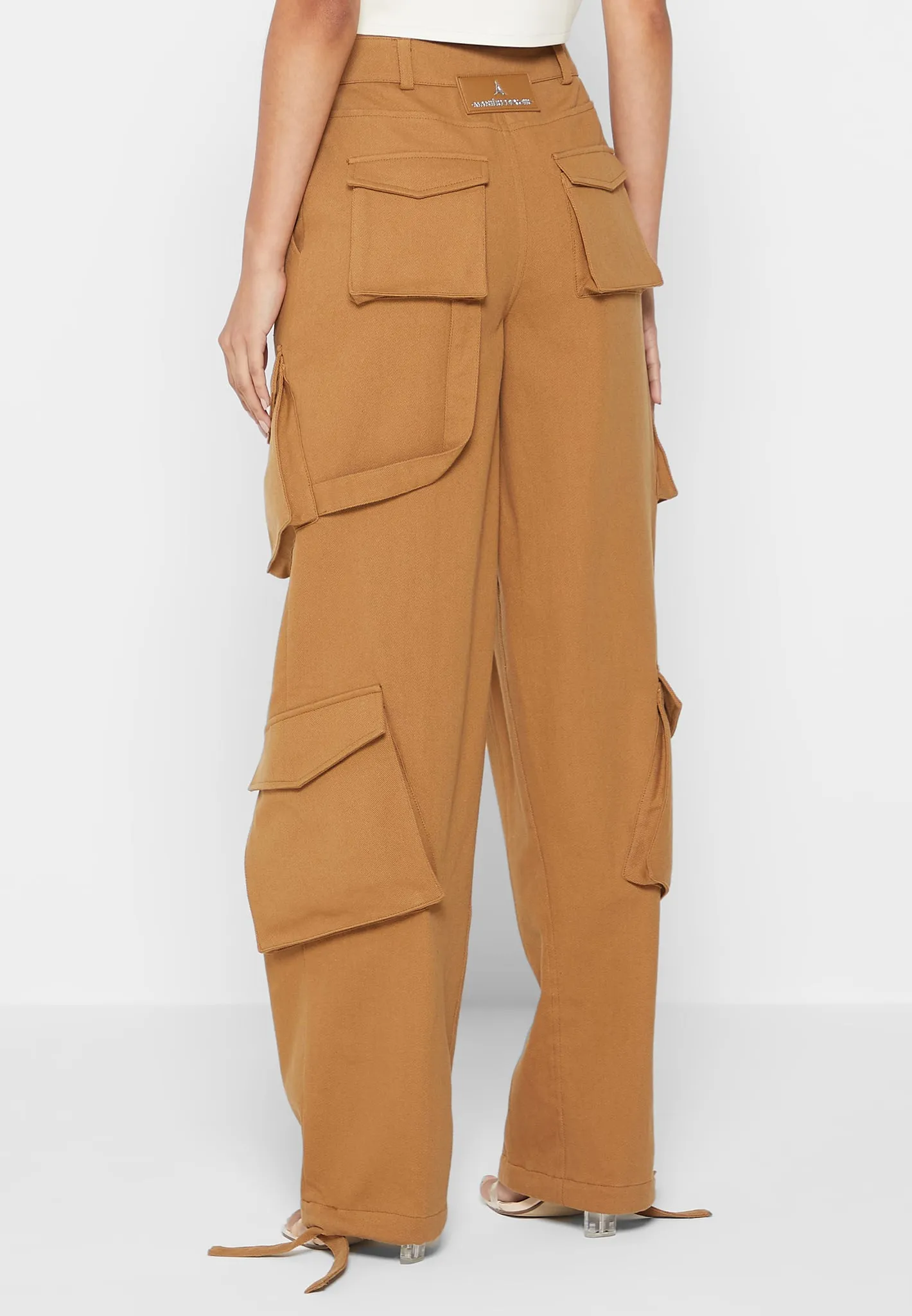 High Waisted Cargo Pants - Tan