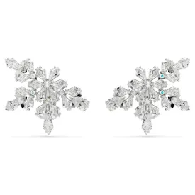 Idyllia Rhodium Plated Mixed Cuts Half Snowflake Clip On Earrings 5692635