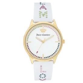 Juicy Couture White Band with Multi-colour Swarovski Crystals Women's Watch - JC1084GPWT