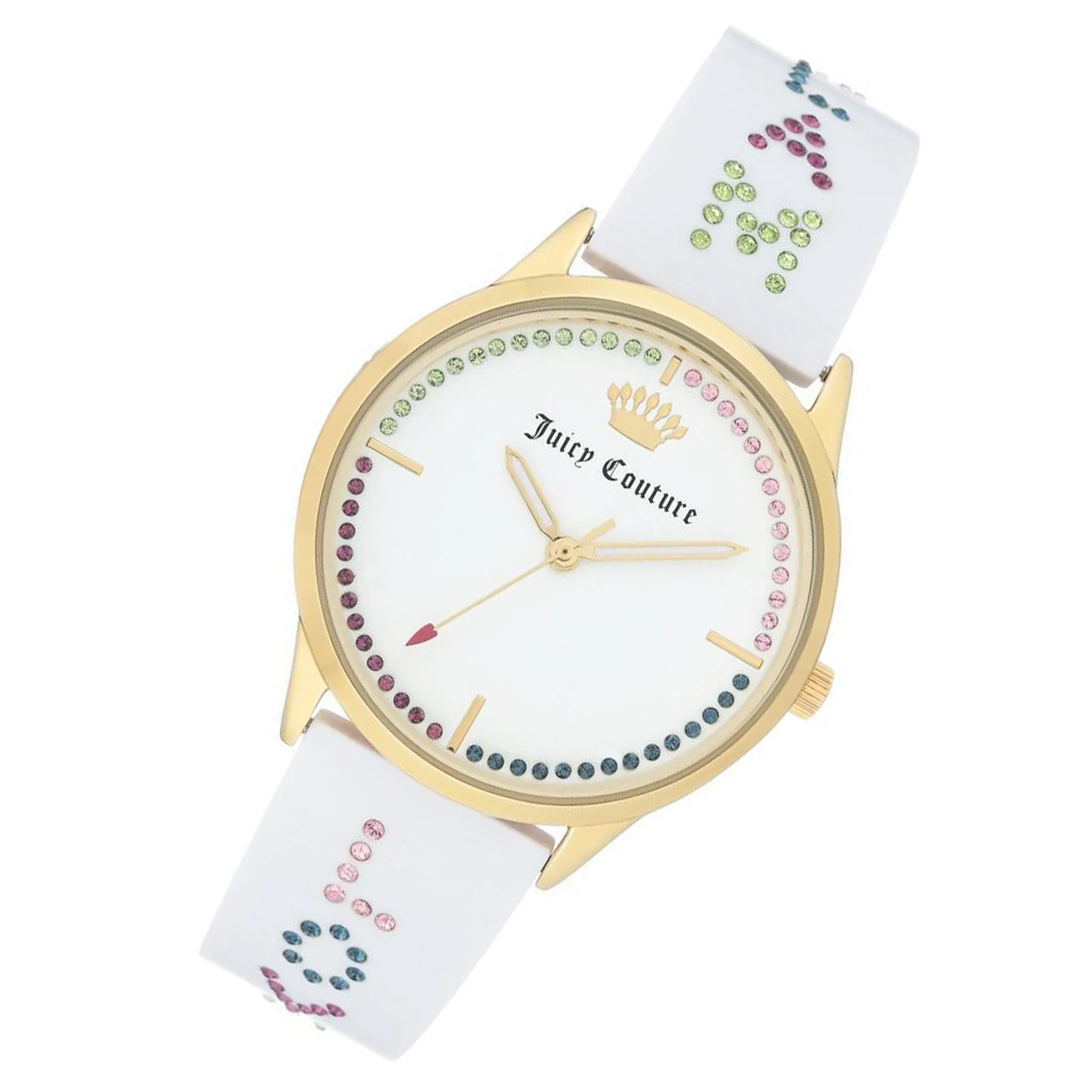 Juicy Couture White Band with Multi-colour Swarovski Crystals Women's Watch - JC1084GPWT