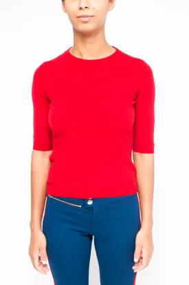 LA ROSE maglia 3/4 cashmere rosso brillante