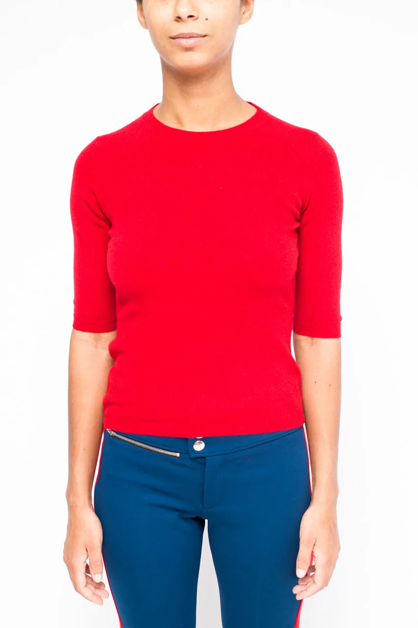 LA ROSE maglia 3/4 cashmere rosso brillante