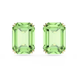 Millenia Stud Octagon Cut Green Gold-tone Plated Earrings 5638489