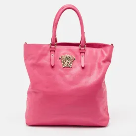 Neon Pink Leather Palazzo Medusa Vertical Tote