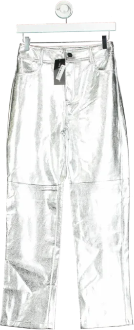 New Look Silver PU Trousers UK 8