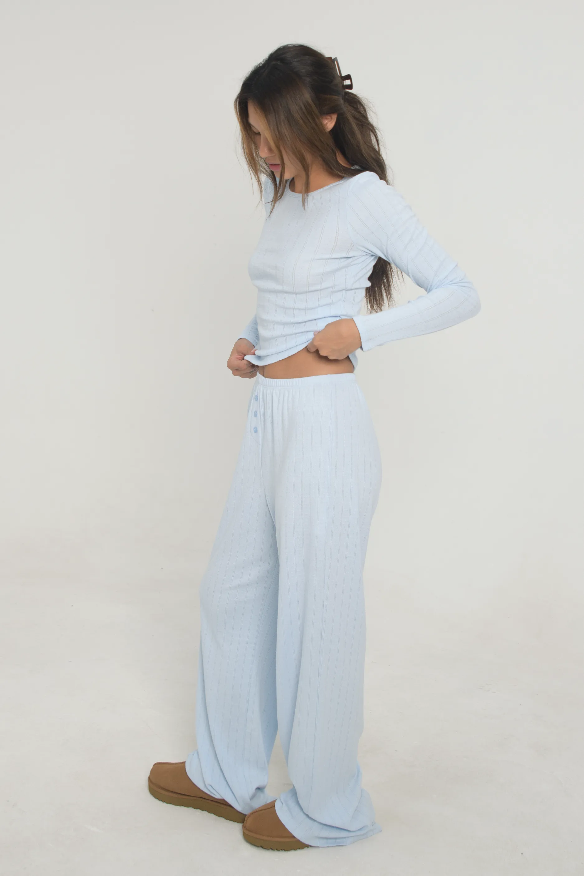 Pointelle Pants - Baby Blue