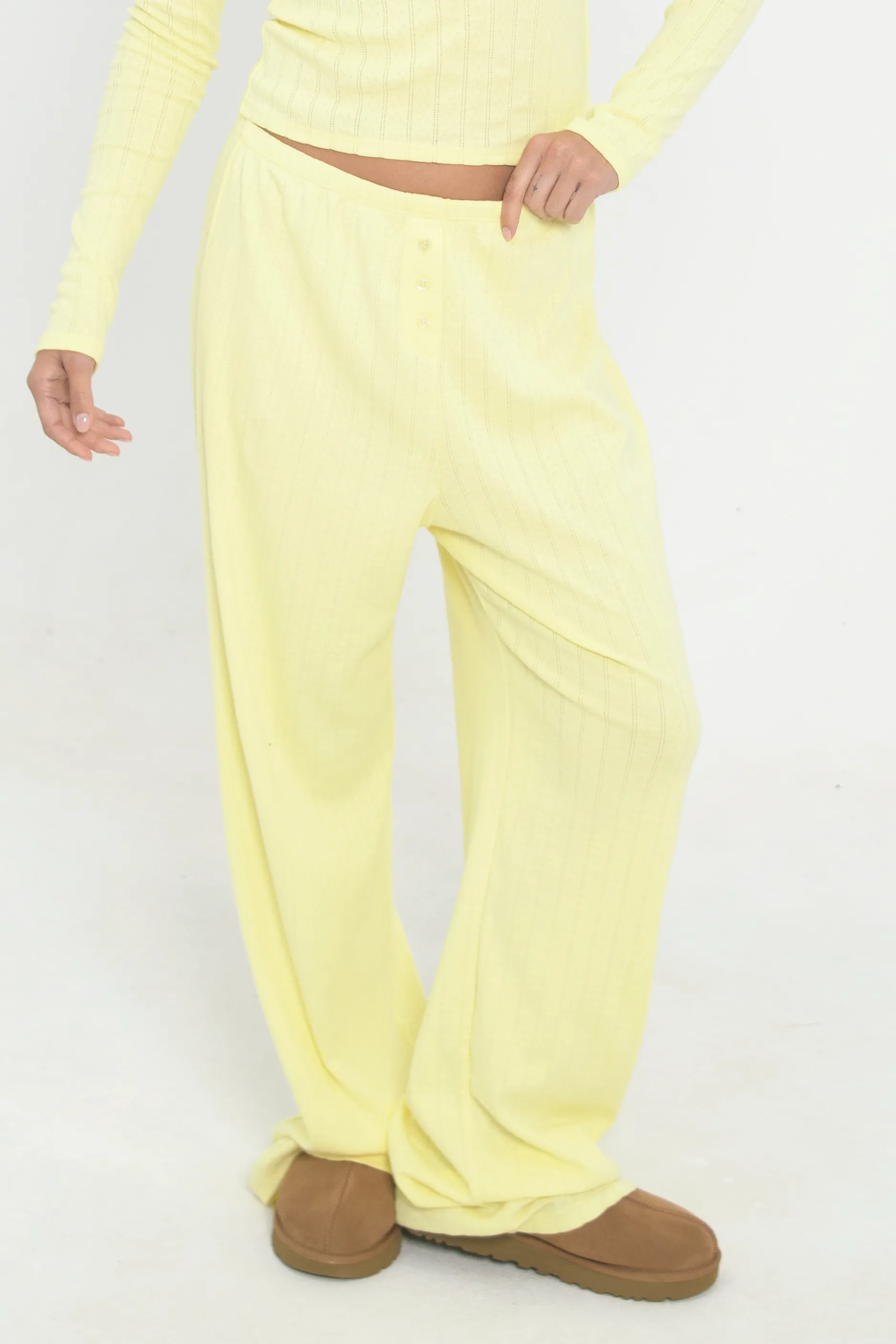 Pointelle Pants - Butter Yellow