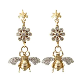 Queen Bee Swarovski Earrings - Gold