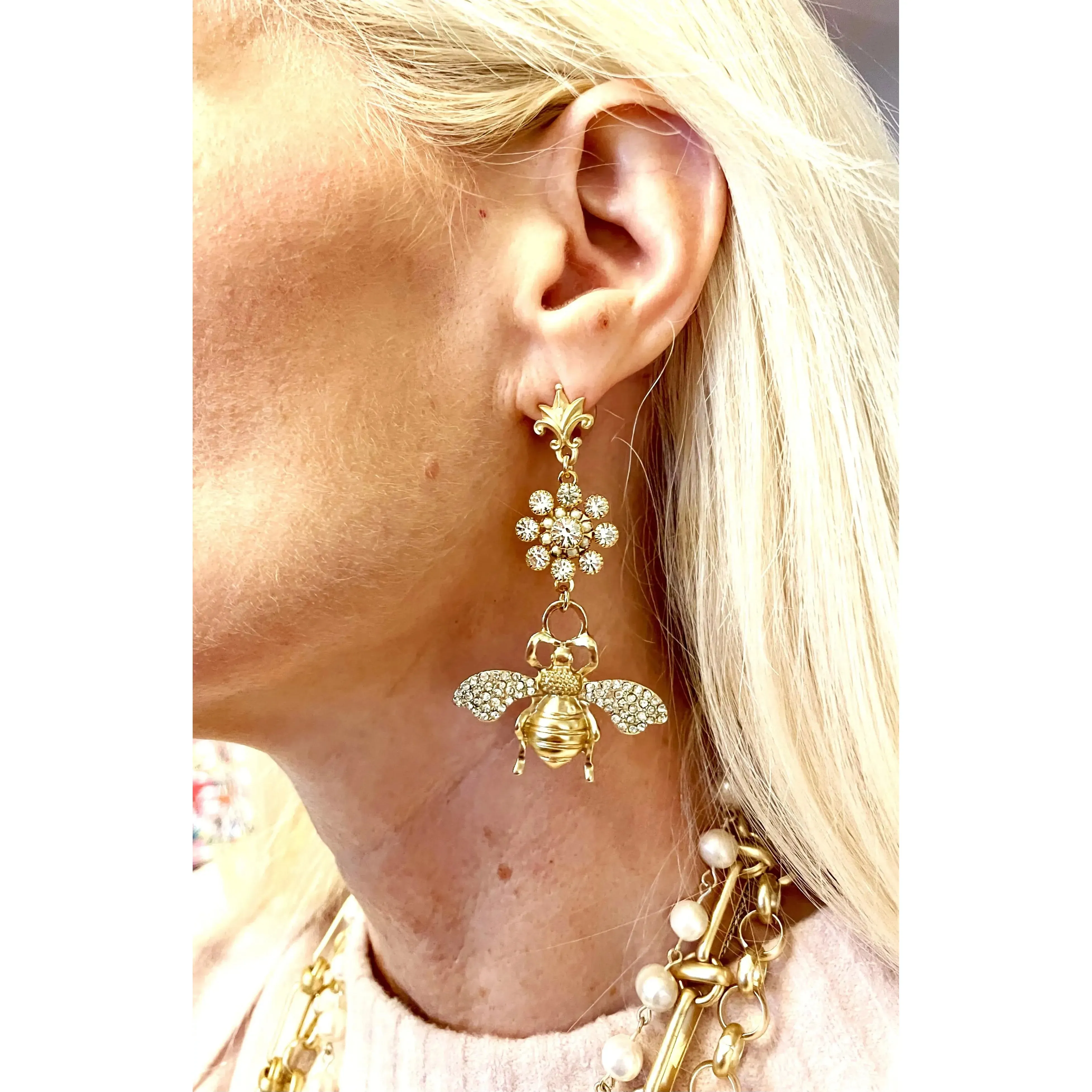 Queen Bee Swarovski Earrings - Gold