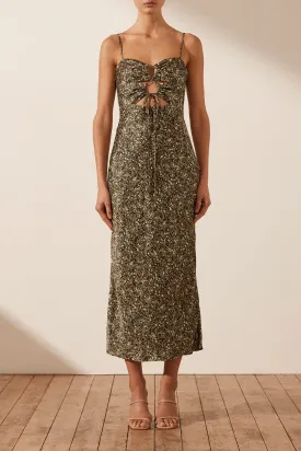 Shona Joy Avriel Lace Up Midi Dress