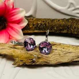 Silver Swarovski Elements purple/Pink Earrings