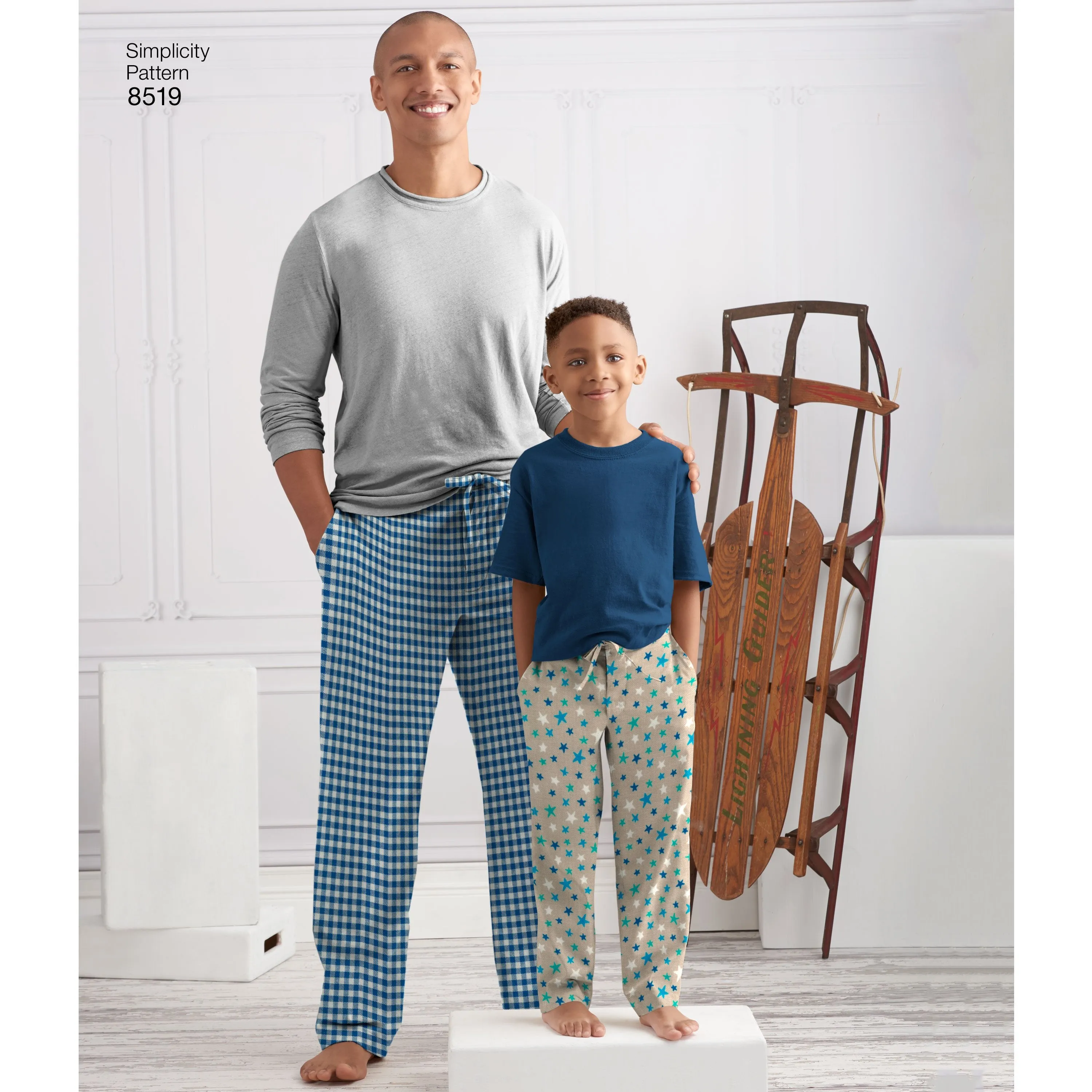 Simplicity Pattern 8519 boys and mens slim fit lounge trousers