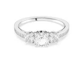 Stilla Rhodium Plated Round Cut White Crystal Ring