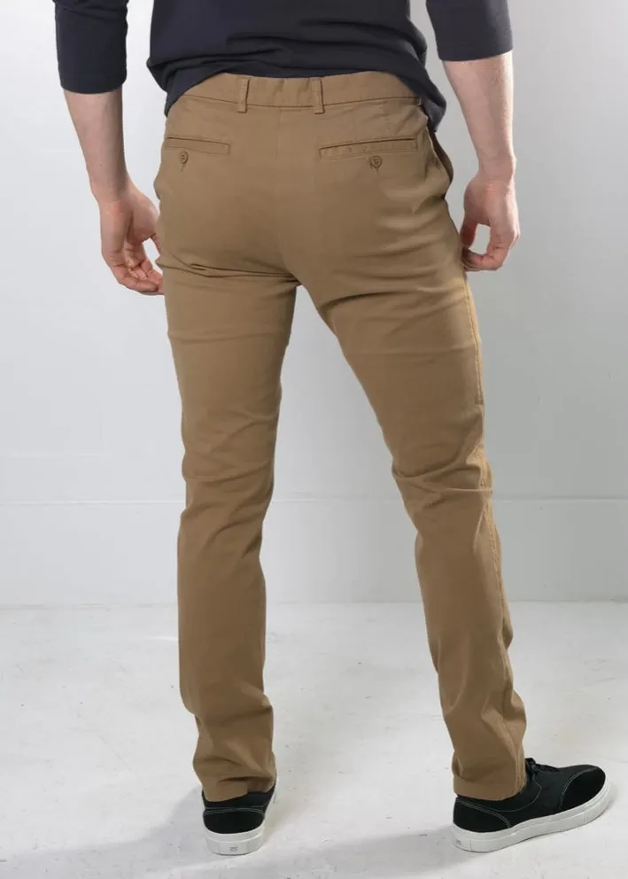 Stretch Chinos in Camel and Shale