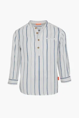 Sunuva Nehru Collar Boys Shirt - Blue Stripe (Size 5/6 left)
