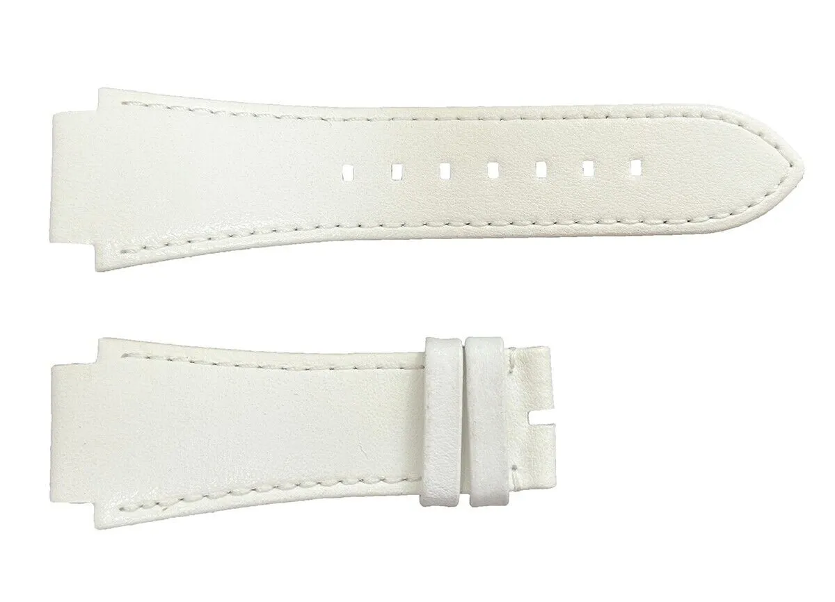 Swarovski 19mm x 20mm White Genuine Leather Watch Band