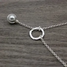 Swarovski pearl lariat - grey